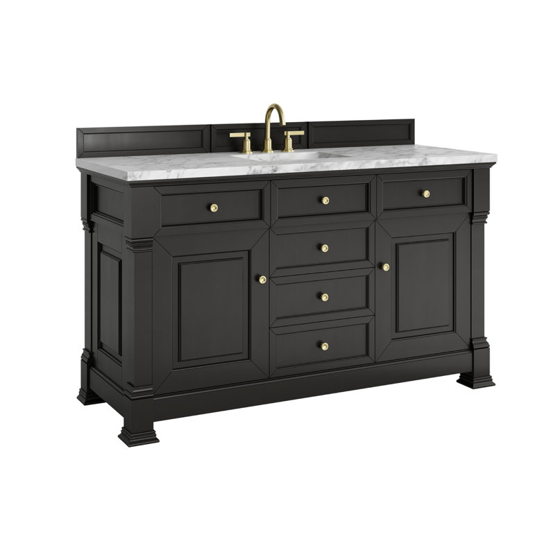 Brookfield Vanity, Carrara White, Widespread, Black Onyx