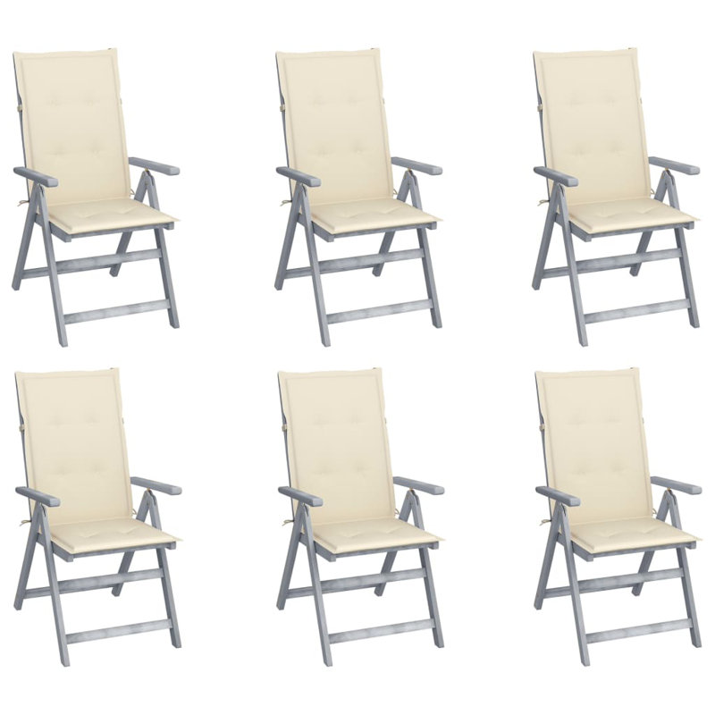 Chaise de patio en acacia avec coussin, Crème
