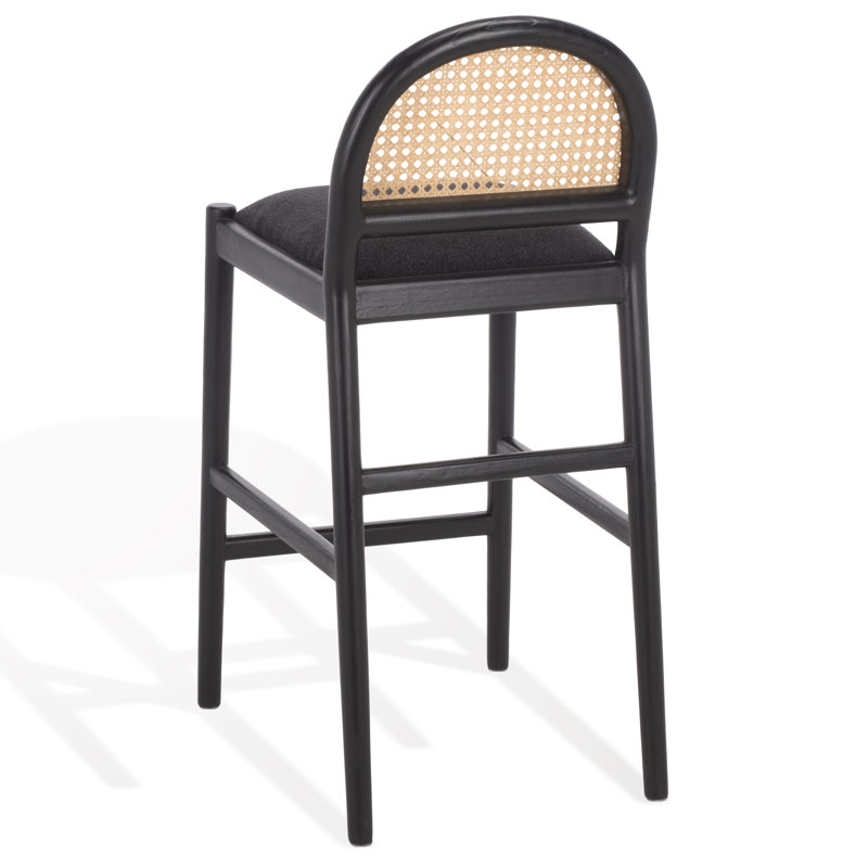 Laylie Rattan And Leather Counter Stool, Black/Boucle