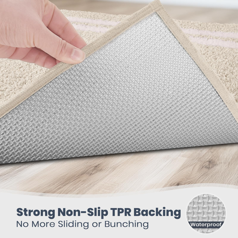 Tapis de salle de bain antidérapant lavable à la machine 20 po x 30 po, tapis de bain en microfibre à poils longs très absorbant et à séchage rapide, tapis de bain extra doux et moelleux pour baignoire, douche et lavabo, beige