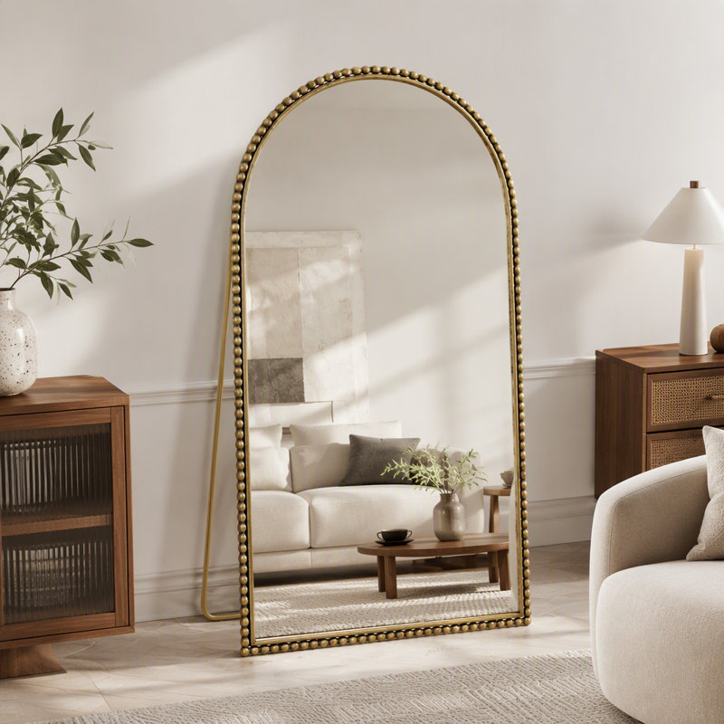 Miroir pleine longueur rétro en fer avec pieds de soutien, pour le salon, la chambre à coucher, Argent argent