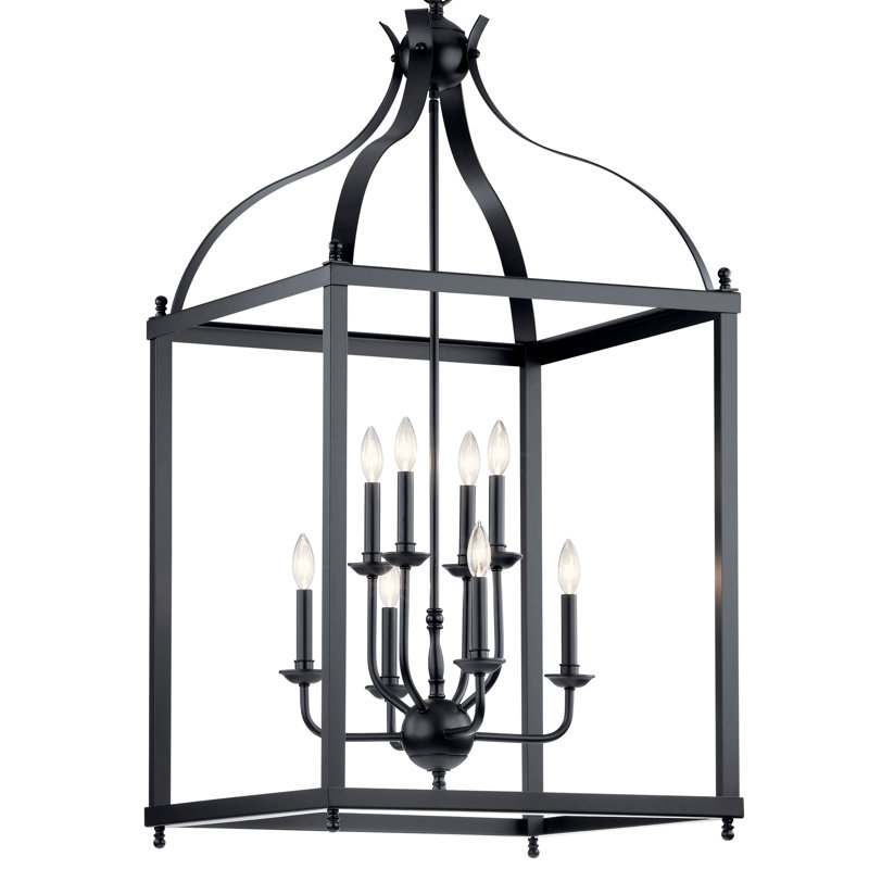 Larkin 8 - Light Dimmable Lantern Square / Rectangle Chandelier, Black