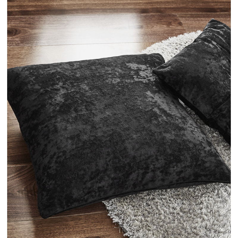 Crushed Velvet Cushion with Filling, Natural, Square 45cm
