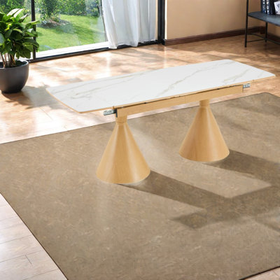 Tables de salle à manger extensibles (table seulement, sans chaises, avec plateau et pieds), marbre