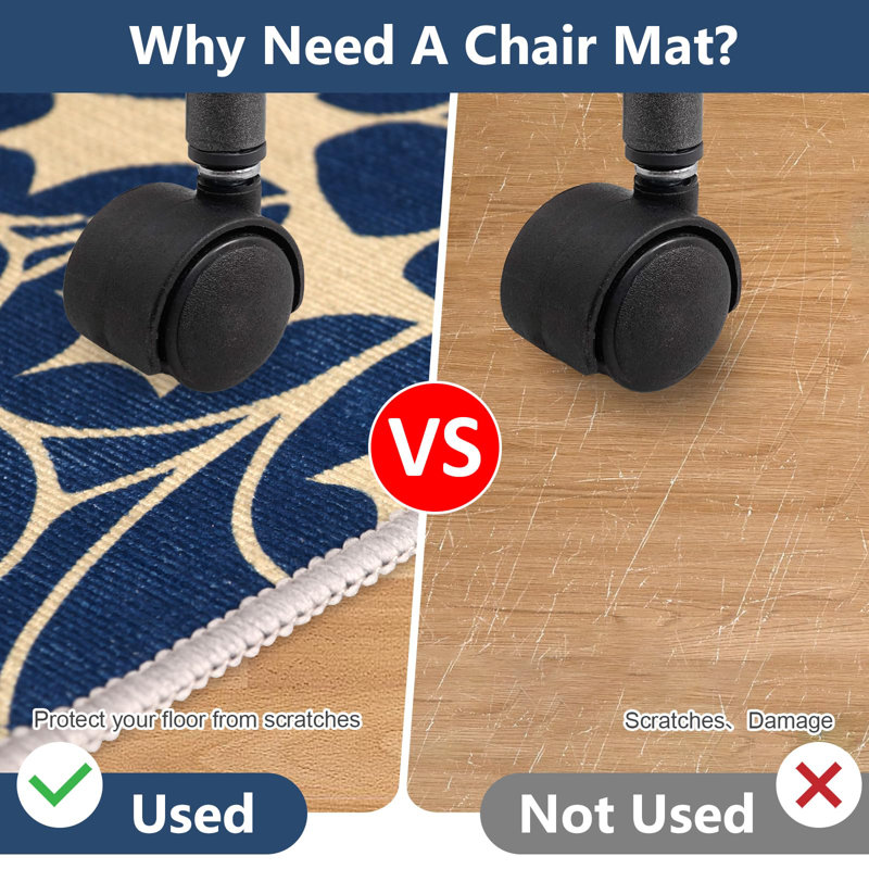 Non-Slip Office Chair Mat 120x90cm, Printed Floor Protector for Hard Floors, Easy to Clean