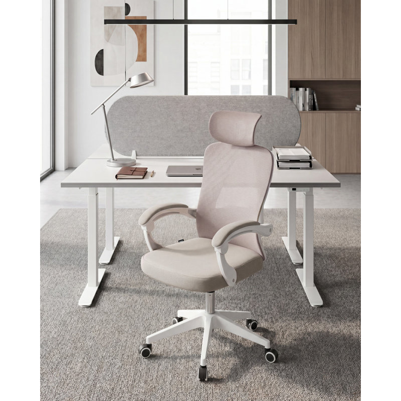 Beliani SERANEV Office Chair with Headrest, Beige