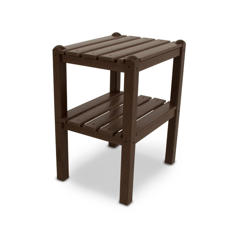 POLYWOOD Two Shelf Side Table, Mahogany