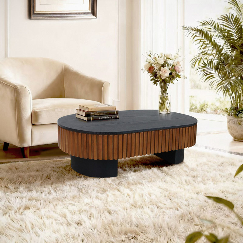 Table basse ovale 43,7 po Dawn, Noir / brun