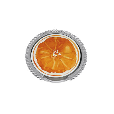 Mariposa Orange And Aperol Spritz Beaded Coaster Set In Silver