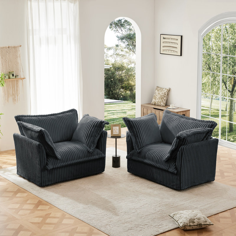 Ensemble de 2 fauteuils à housse avec grands coussins moelleux