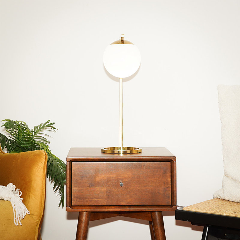 Zarria Metal Table with White Opal Glass Dimmer Switch