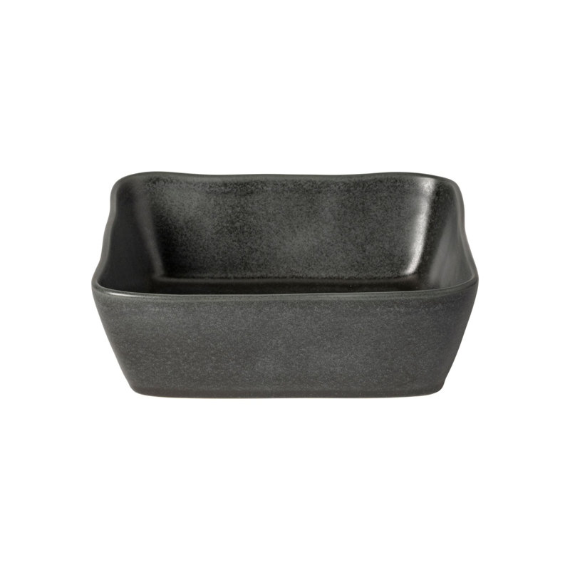 Costa Nova Livia Rectangle Stoneware Baker Bakeware, Matte Black, 3'' H X 8.75'' L X 8.75'' W 