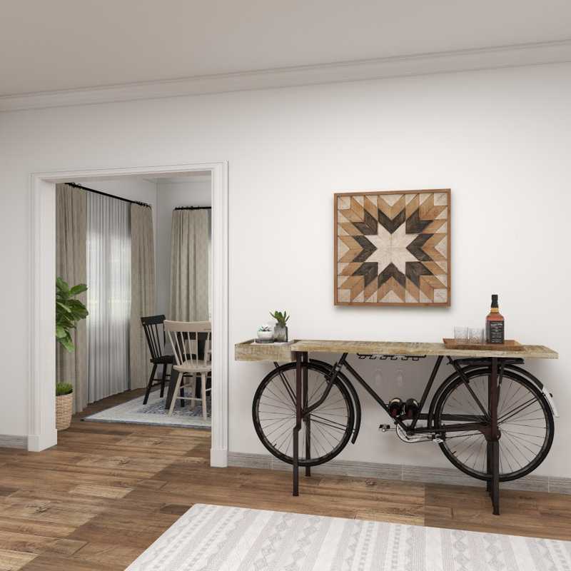 Barre de vélo noire à 1 tablette avec plateau en bois brun Broseley