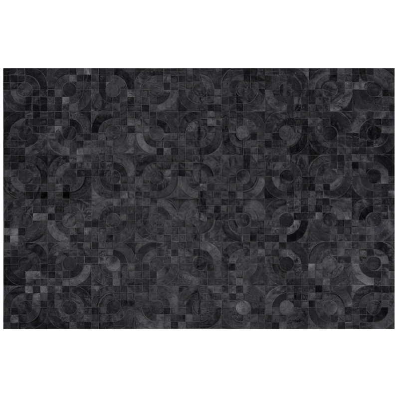 Optico Cowhide Geometric Area Rug in Charcoal, Rectangle 5'5" x 7'9"