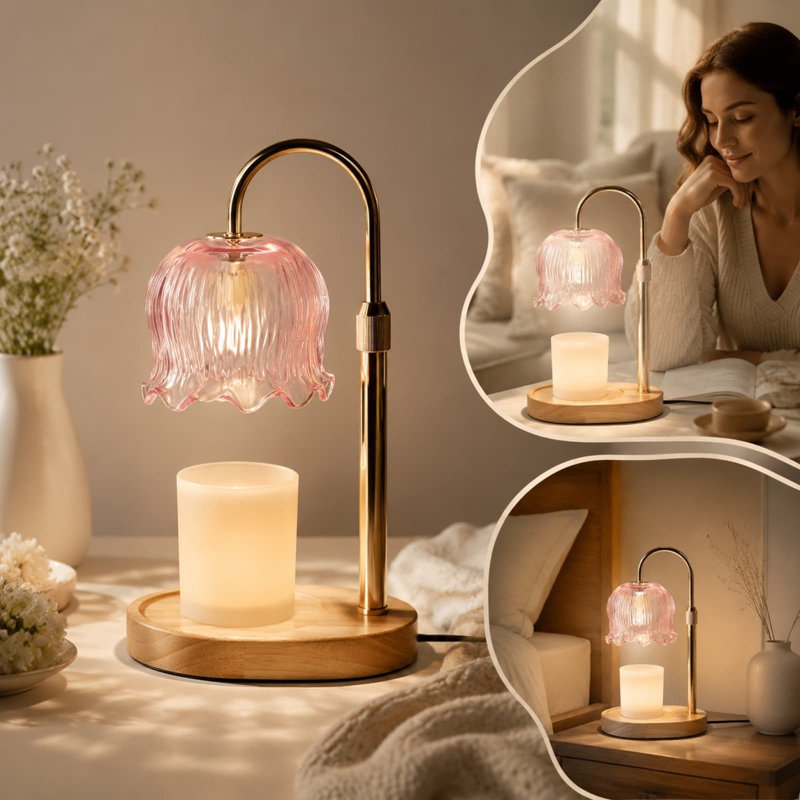 Lampe chauffe-bougie décorative au crochet, à faire soi-même, avec minuterie, brûleur à cire parfumée sans flamme, idéale pour la maison, le bureau ou une décoration intérieure chaleureuse.
