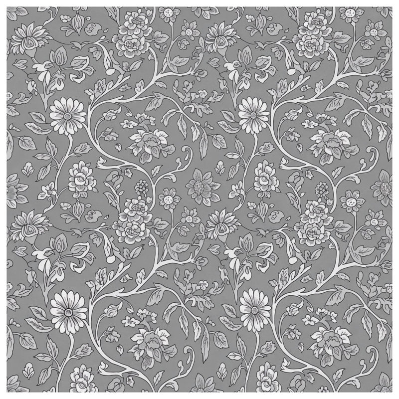 Housses de couette à motif floral gris, Lit simple