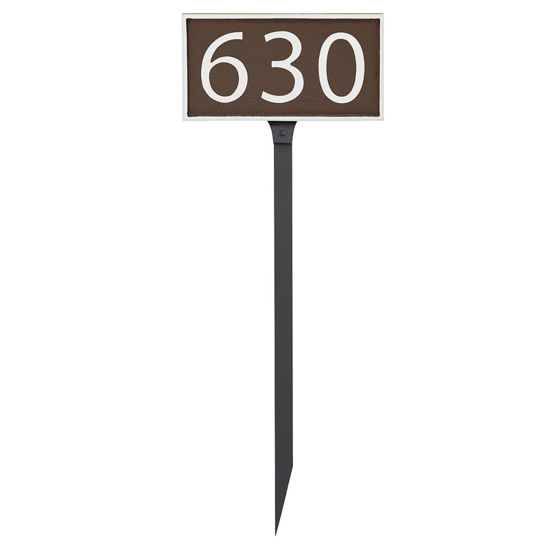 Enseigne d’adresse pour pelouse sur 1 ligne, Blanc, Cuivre