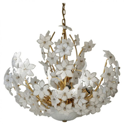Murano Classic Traditional Flower Bouquet I? Glass Gilt Chandelier