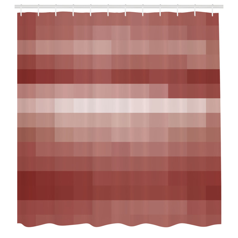 Striped Shower Curtain with Hooks Included, 69"H x 75"W, Coral Rose