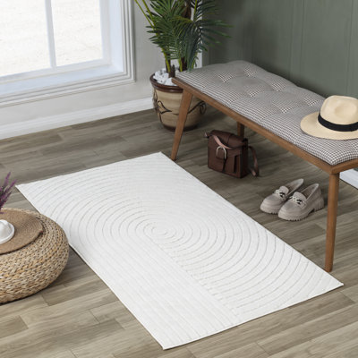 Milaim In- & Outdoor Scandi Modern Boho White Area Rug