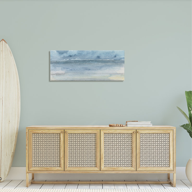 «Abstract Sea Waves Tide» par Regina Moore - Peinture, H 17 po x l 40 po x P 1,5 po, Toile tendue
