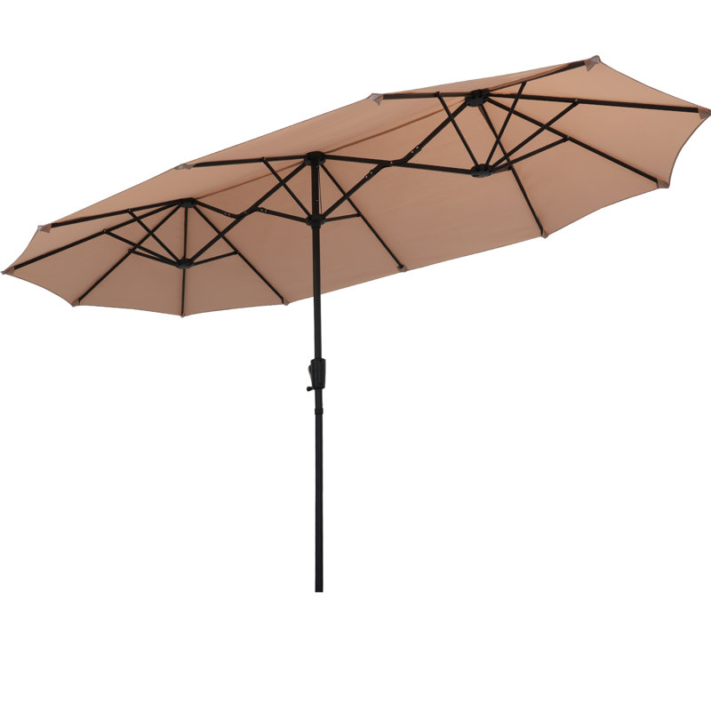 Arlmont & Co. 13FT Patio Umbrella with 12 Sturdy Ribs, Crank, Khaki