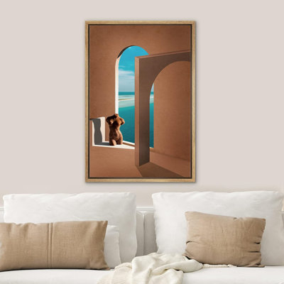 IDÉE4WALL, reproduction d'art sur toile encadrée, décoration de chambre BCBG, sculpture sur mer, plage, vue sur la mer, paysage, fenêtre, décoration