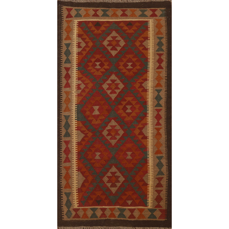 Reversible Wool Kilim Runner Rug 3x7