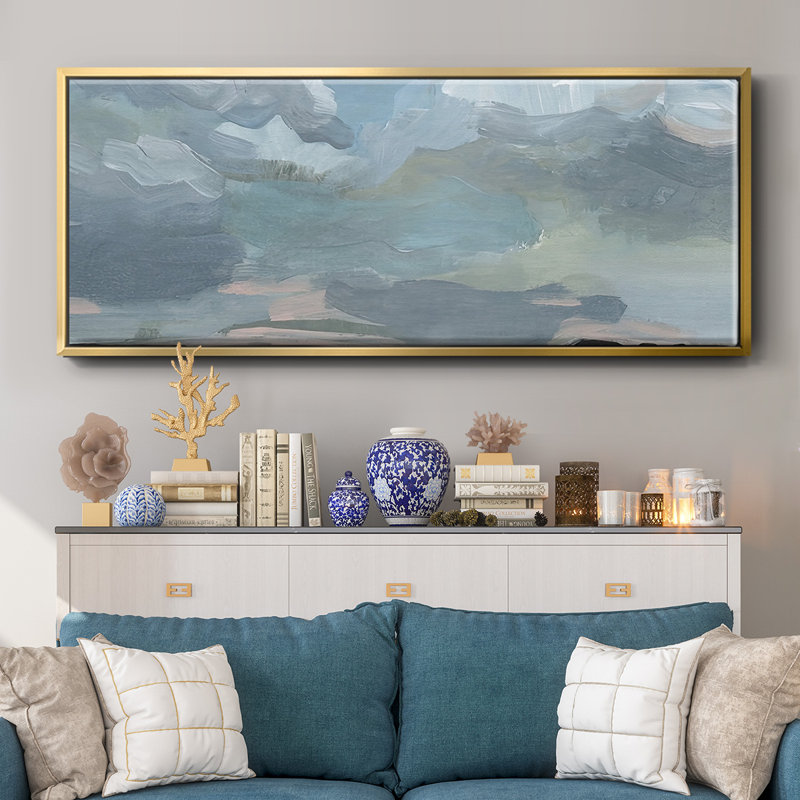 Cerulean Clouds II- Framed Canvas, 24" H x 60" W