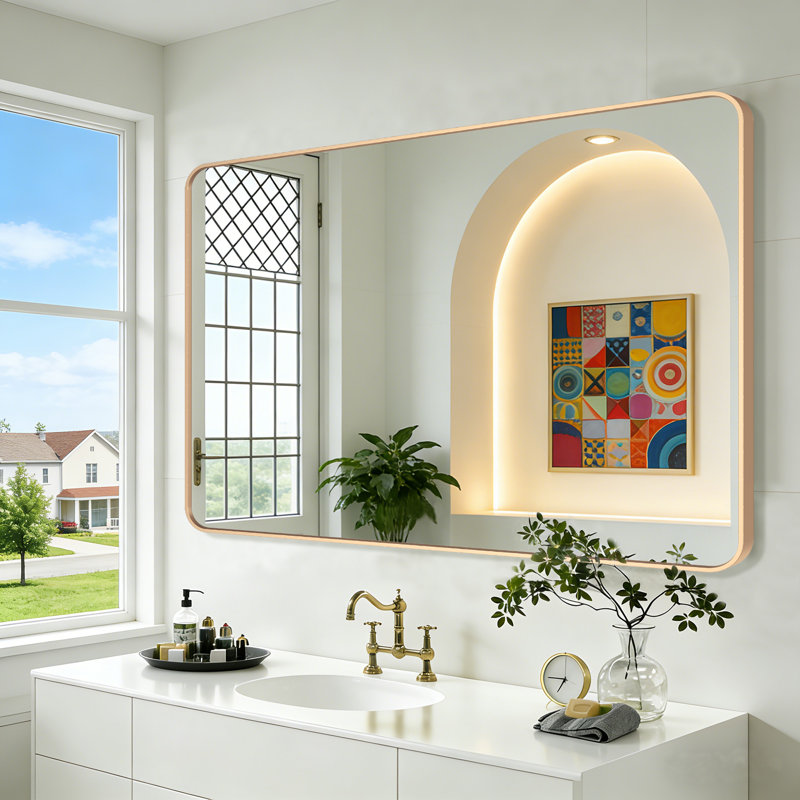 Ensemble de 2 miroirs muraux Viridiana, Or, 36 po x 24 po