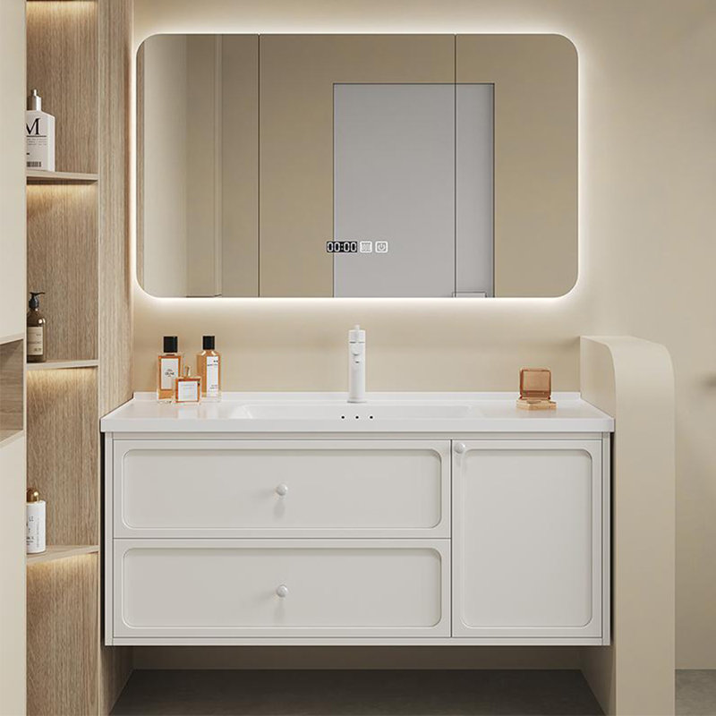 Armoire de salle de bain simple de style nordique., Blanc