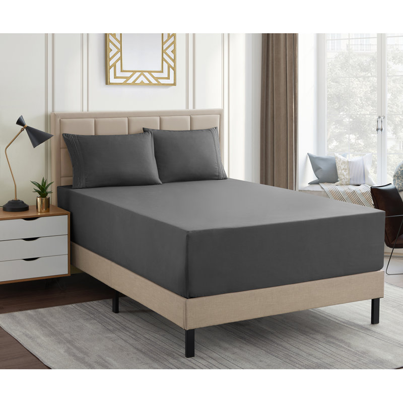 California King Gray Solid Microfiber Deep Pocket Sheet Set