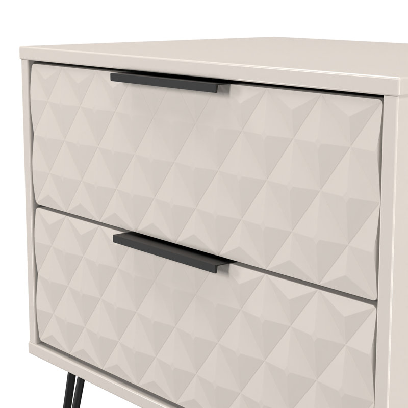 Harlequin 58cm W Manufactured Wood Bedside Table, Beige