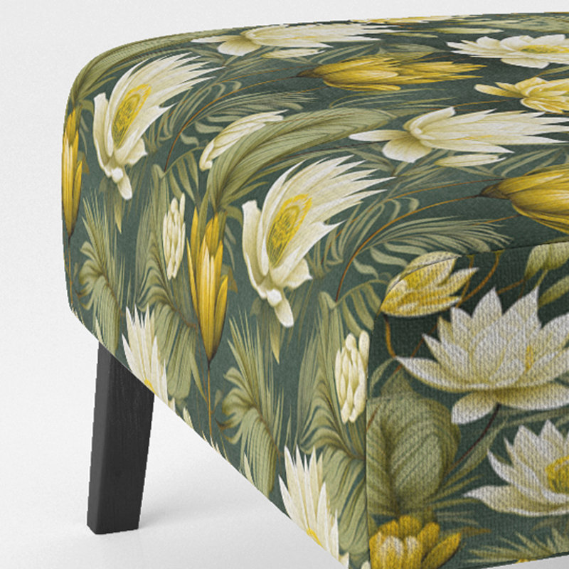 & Eclectic Accent Slipper Chair C, White And Green Peonies Retreat Oasis