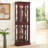 Cabinets | Lighted Curio with Adjustable Shelves, Mirrored Back | Walnut Brown, Solid Composite Wood | 23.75"W x 11.75"D x 70"H | Traditional | Living Room-2069563957