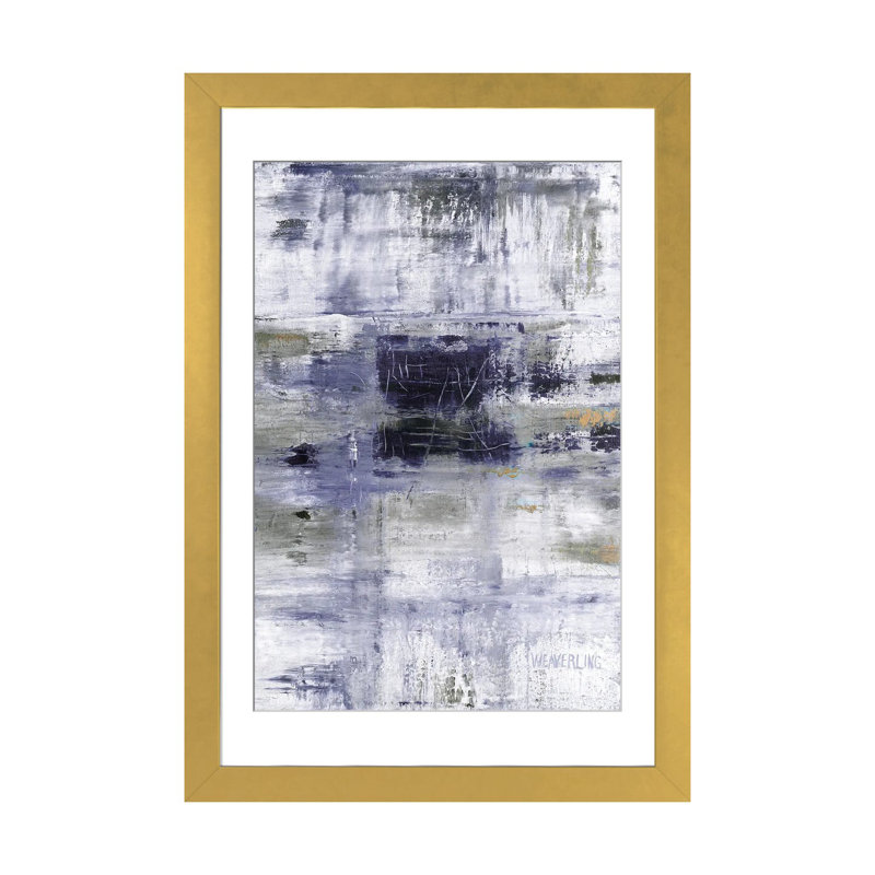 Ciel, H 24 po x l 16 po, Papier doré avec cadre d'angle ouvert, Bleu marine