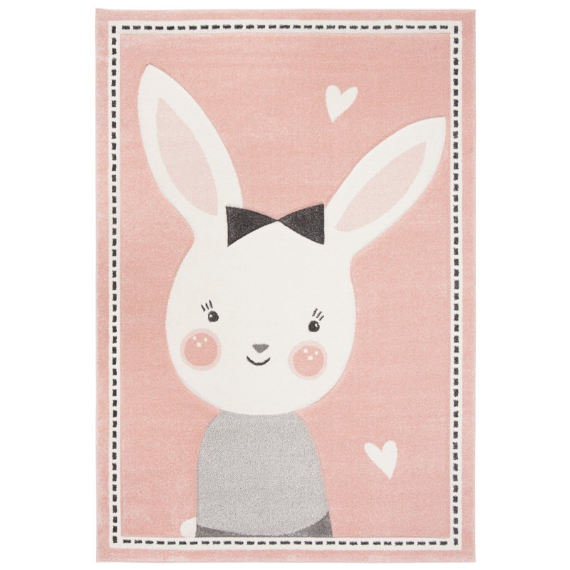 Tapis rose à imprimé animalier Glantz, Rectangle 5 pi 3 po x 7 pi 6 po