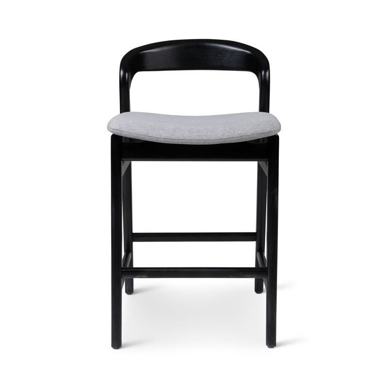 Modern Brazilian Velma Counter Stool, Essence Gray/Ebano Frame, Counter Stool (25.25" Seat Height)