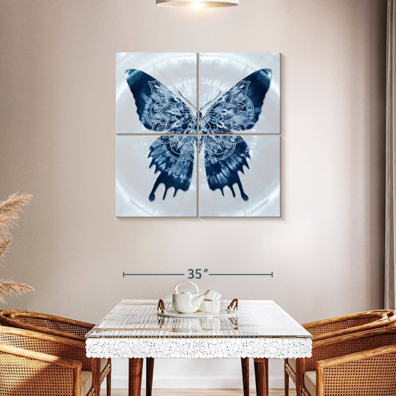 Mandala de rois papillon indigo Batik