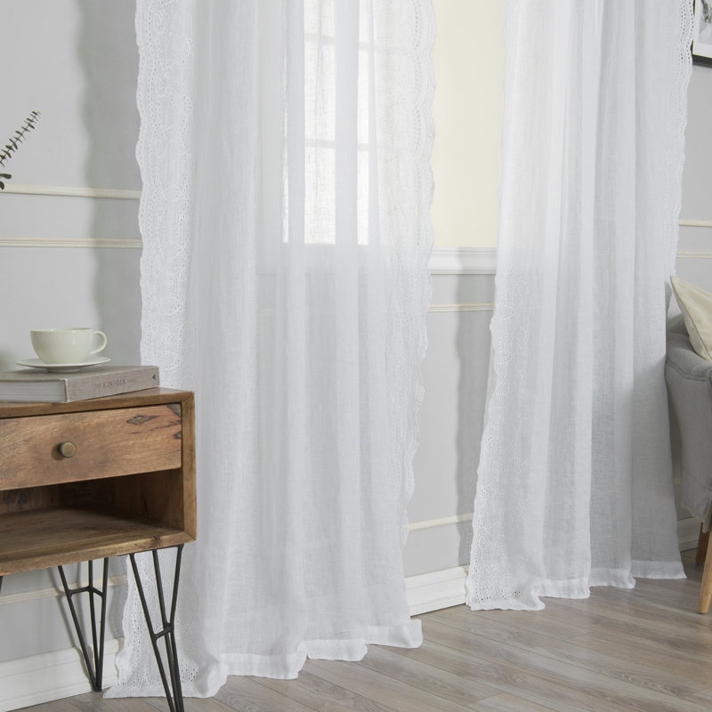 Natasha Sheer Curtain, White, 52" W x 96" L