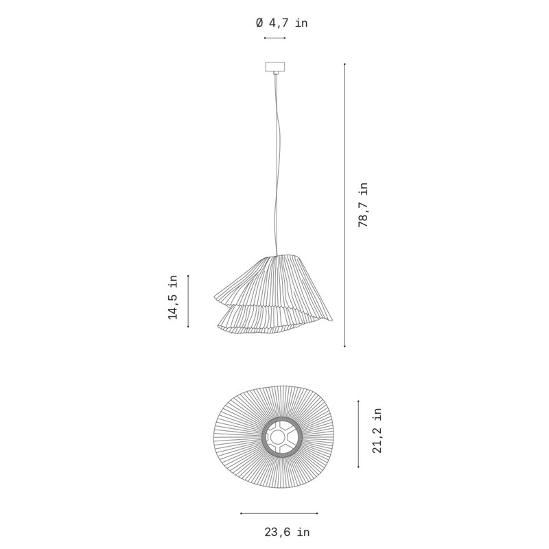 Tempo Vivace Pendant, 14.6" H x 23.6" W x 21.3" D, White, Yes