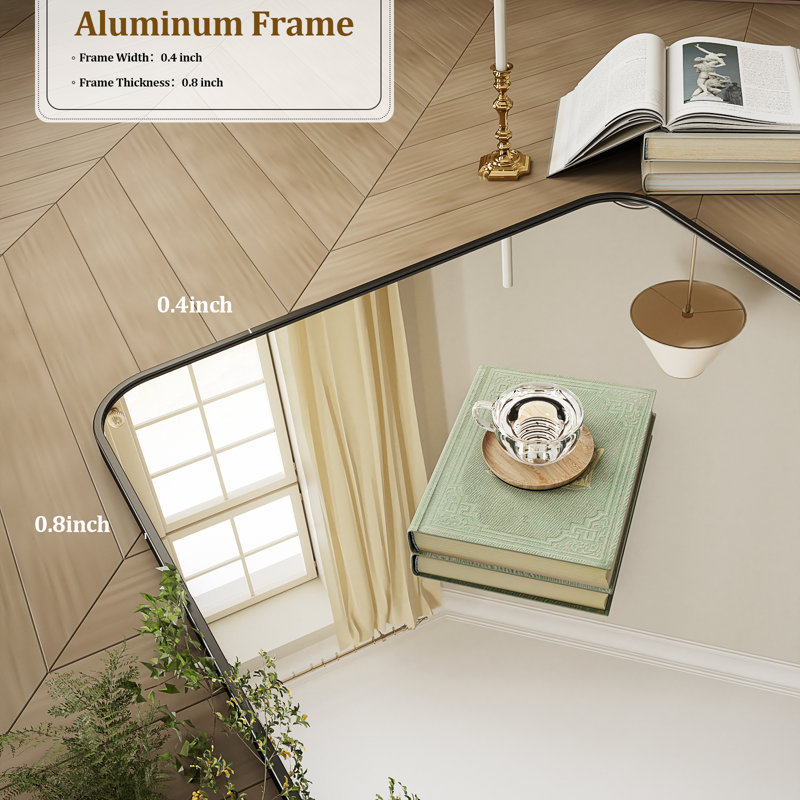 Aluminum Framed Rectangle Wall Mounted Bathroom / Vanity Mirror, 24'' x 36'', Black