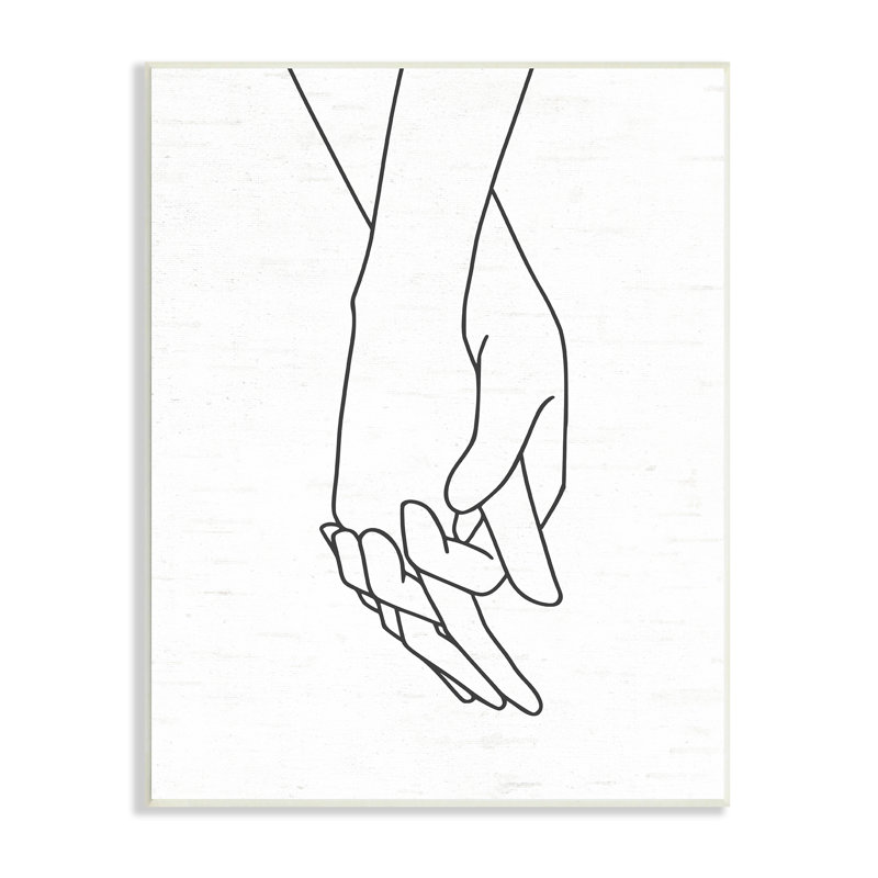 Romantiques mains tenant le contour, dessin d'un couple d'amoureux, art mural par lettres et lignes, L 10 po x H 15 po