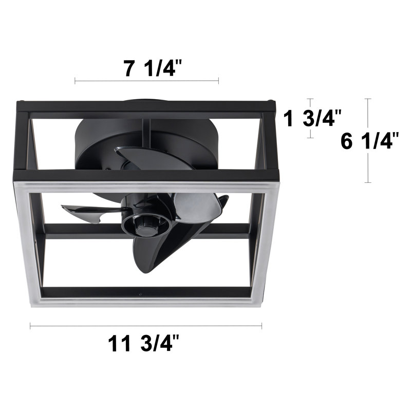 11,75 po Ventilateur de plafond à DEL intérieur noir avec éclairage variable à intensité variable et plafonnier encastré avec télécommande et commande intelligente