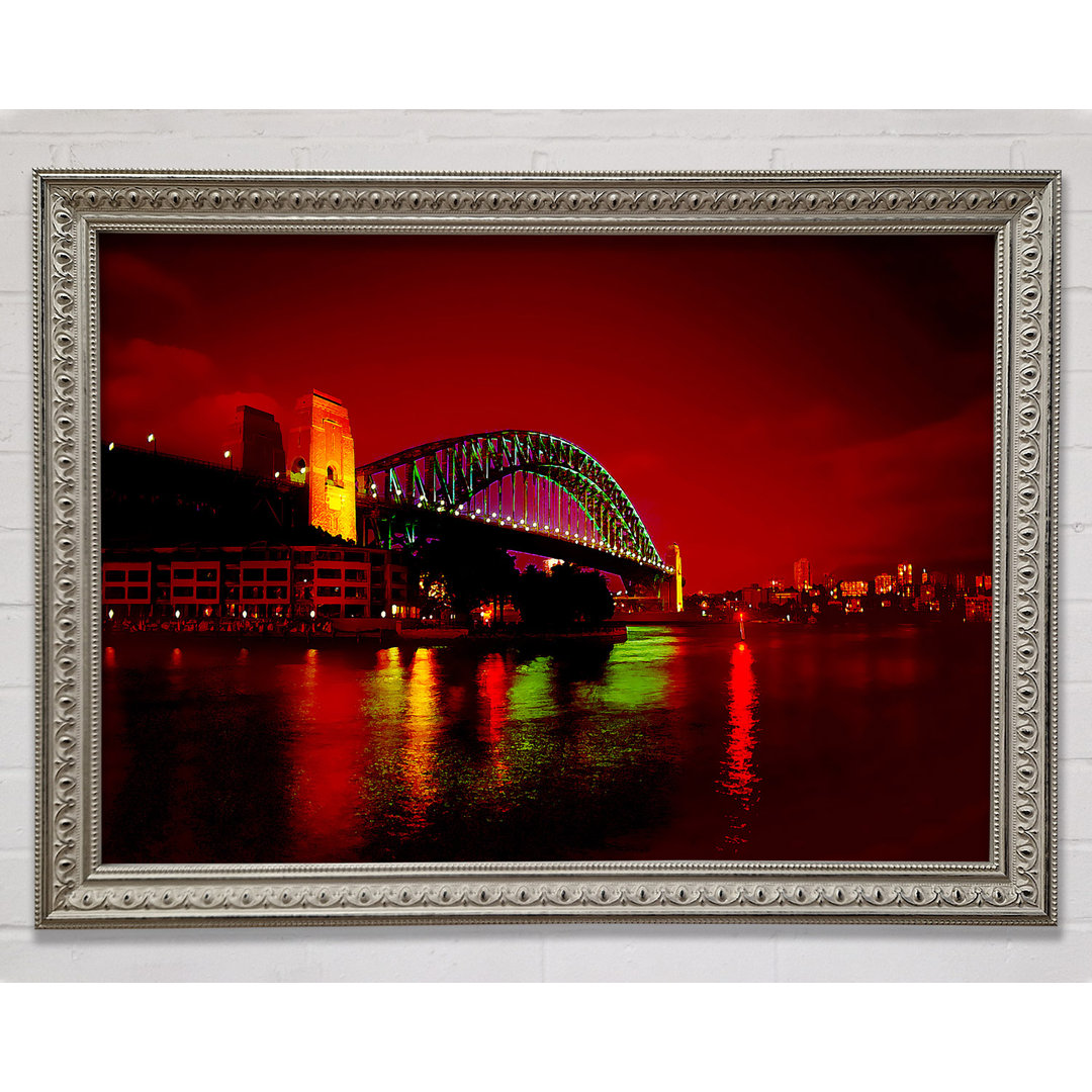 Sydney Harbour Bridge Red Glow - Einzelner Bilderrahmen Kunstdrucke