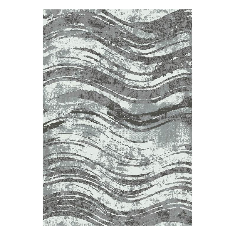 Gris Touffeté gris/Tapis décoratif argent Eben, Rectangle 5 pi 3 po x 7 pi 7 po
