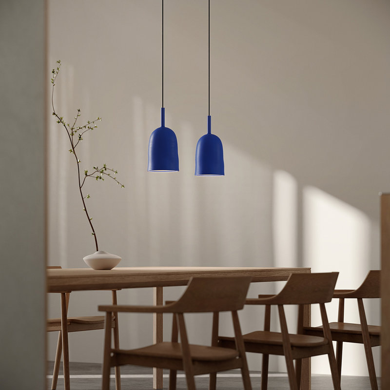 Vessel Pendant Light, 18" H x 14.5" W x 9" D, Black, Cobalt