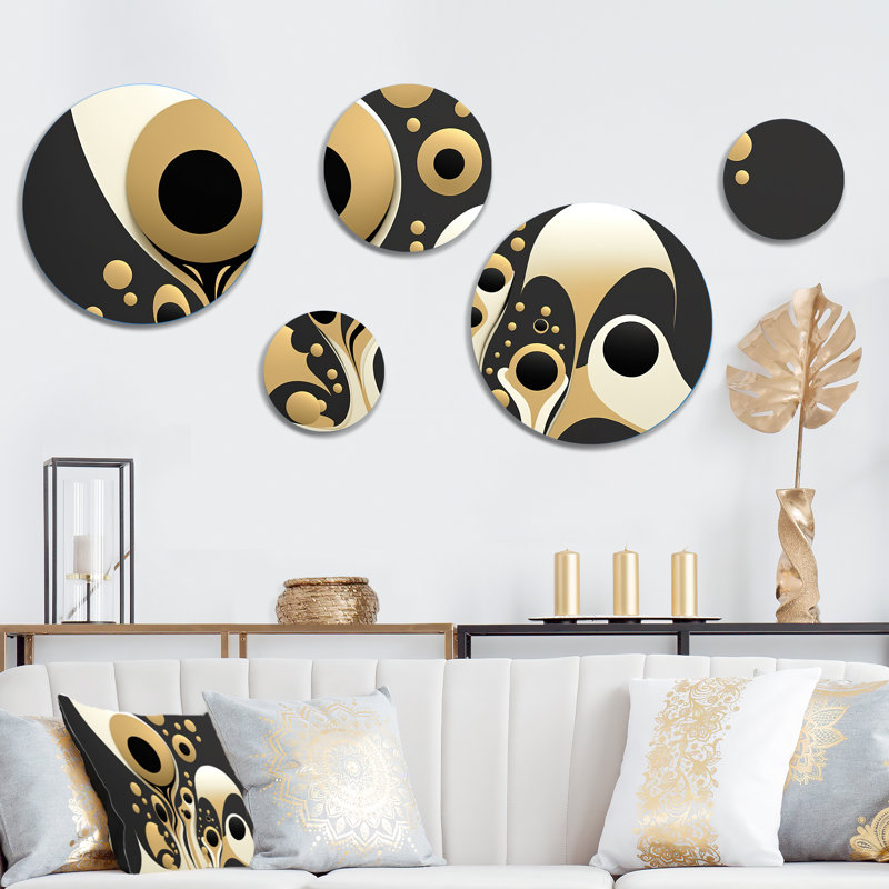 Ensemble de 5 décorations murales Golden Circular Universe III