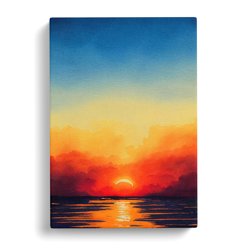 XC1022-5157X Watercolour Ocean Sunset No.1 - Wrapped Canvas Print, 50cm H x 35cm W x 3cm D