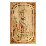 Antique Hooked Rug In Beige-Brown Landscape Pictorial - Rug & Kilim